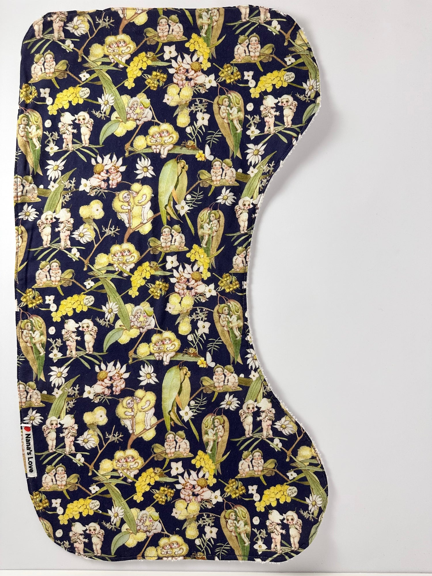 Burp Cloth - May Gibbs Gossiping Gumnuts in Midnight