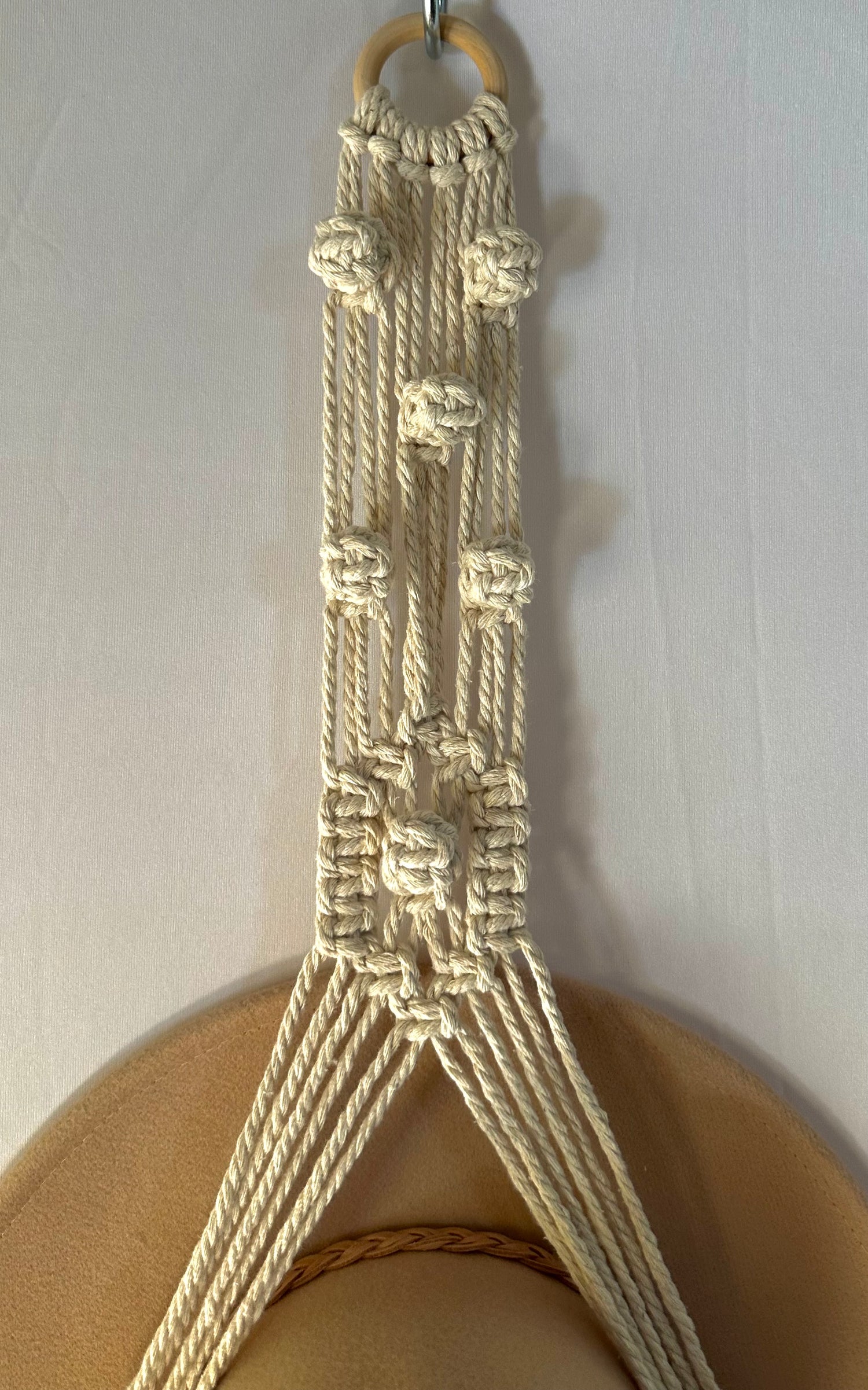 Double 138cm Neutral Macrame Hat Holder