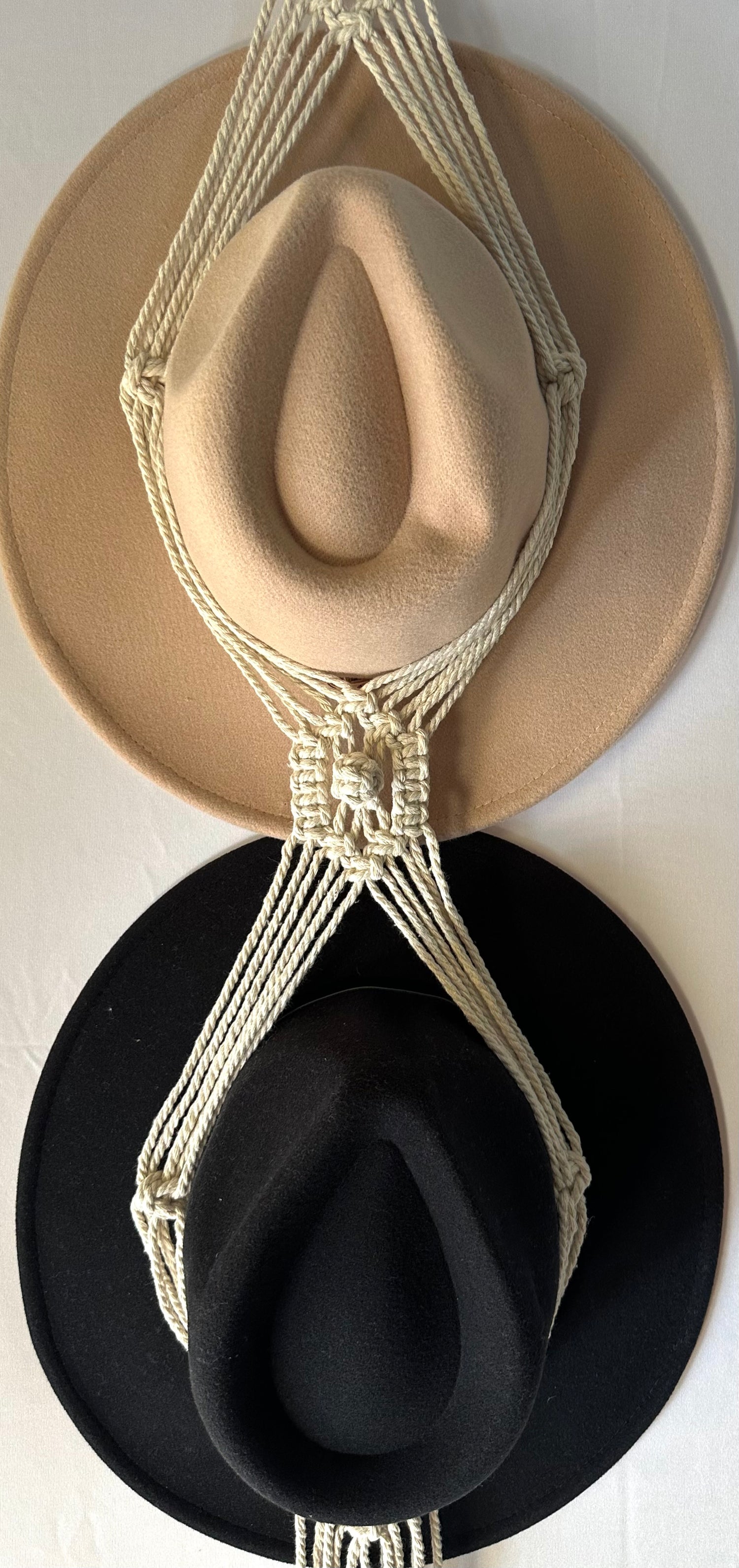 Double 138cm Neutral Macrame Hat Holder