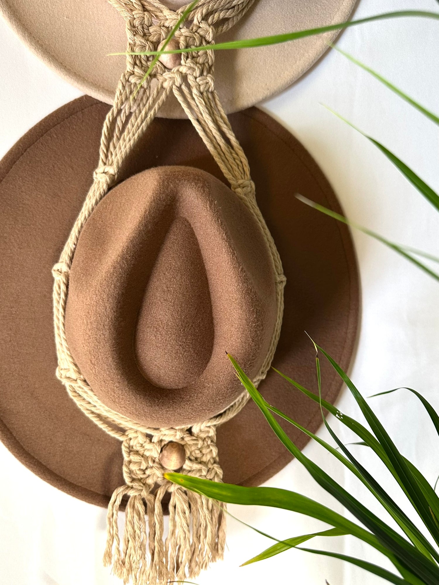 Triple 124cm Beige Macrame Hat Holder