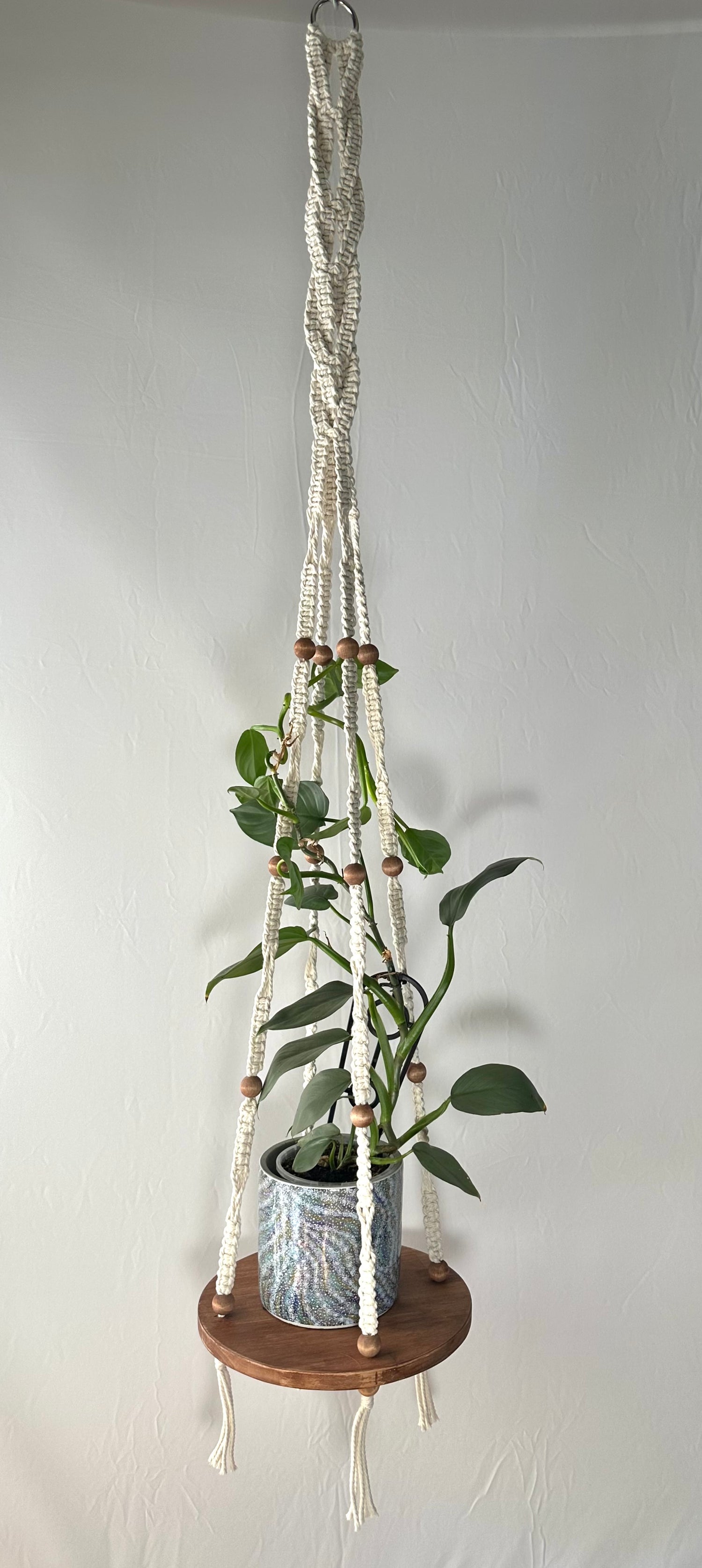 152cm Neutral Macrame Hanger with Timber Base