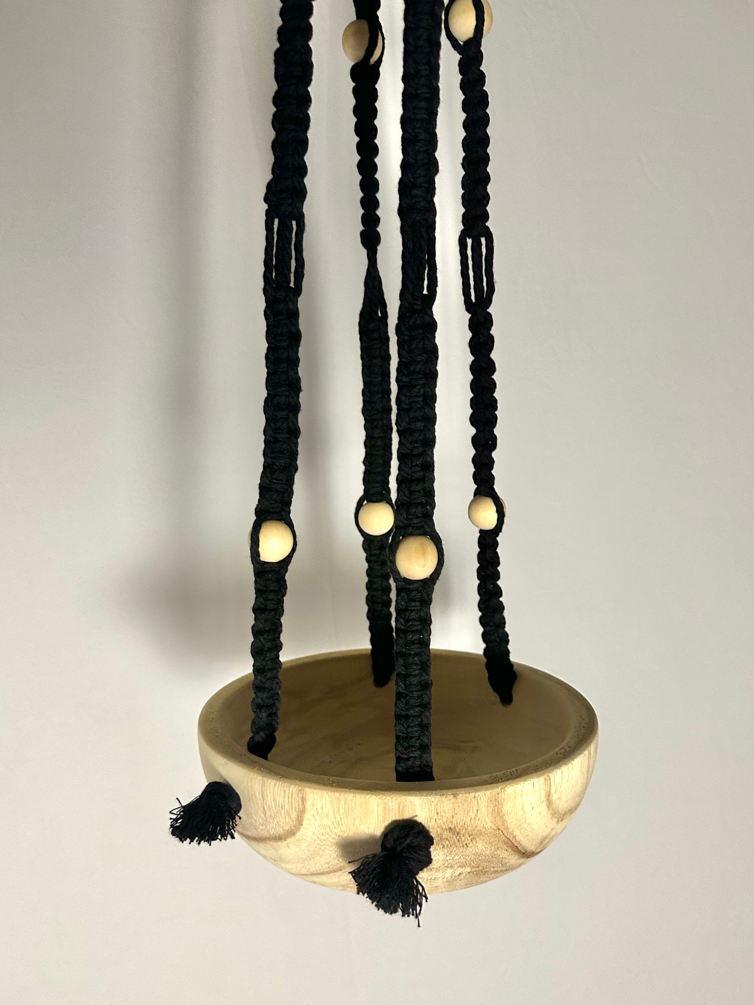 Black Macrame Plant Holder Hanger