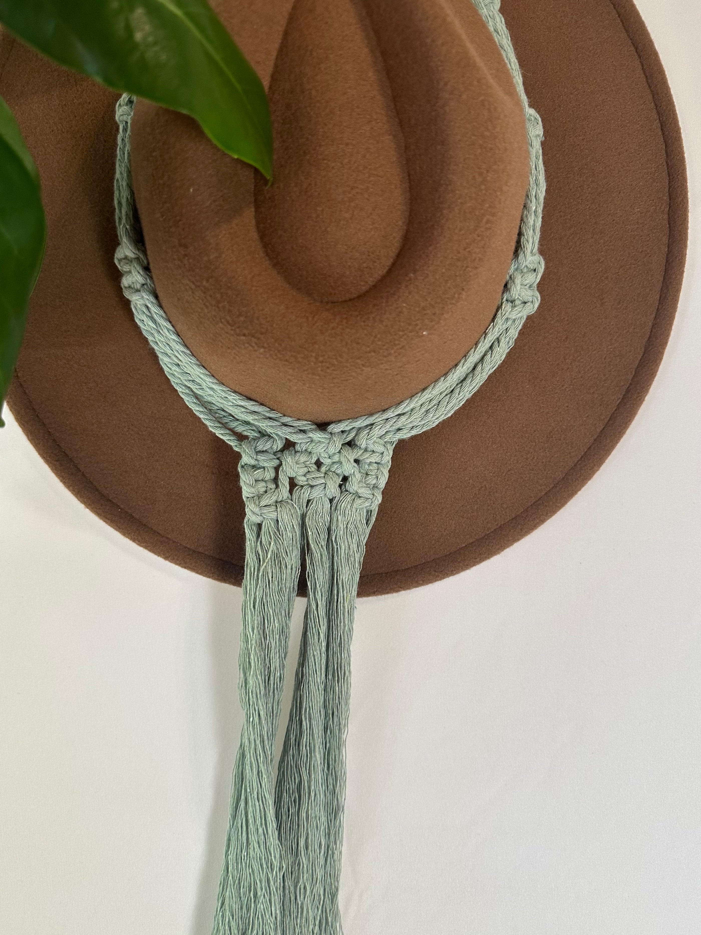 Double 132cm Sage Macrame Hat Holder