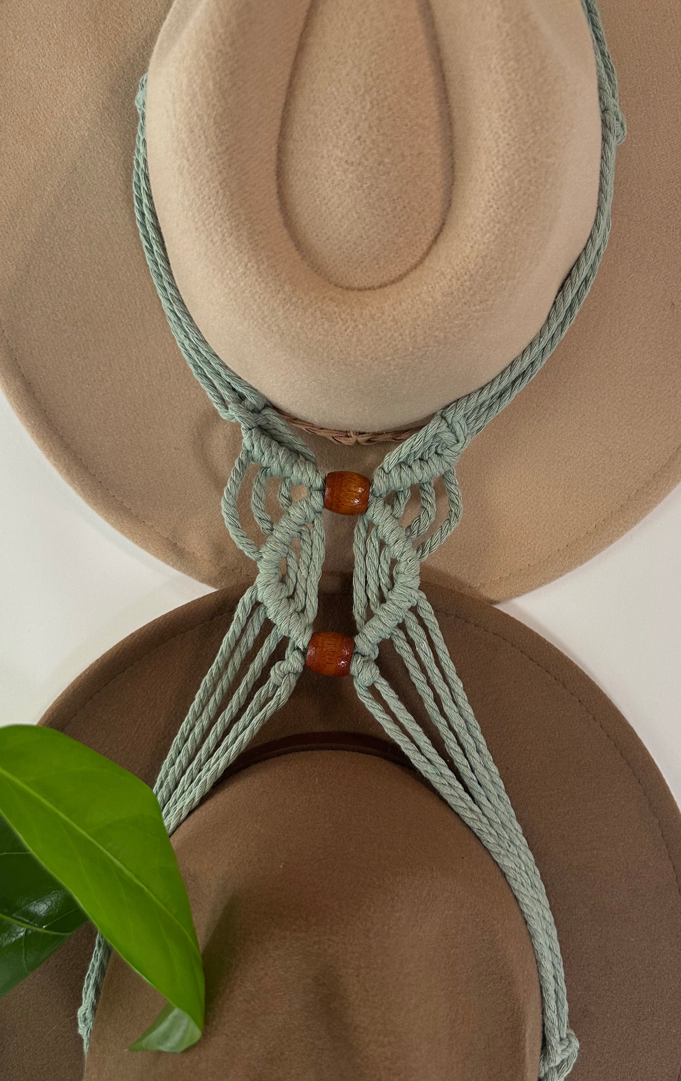 Double 112cm Sage Macrame Hat Holder