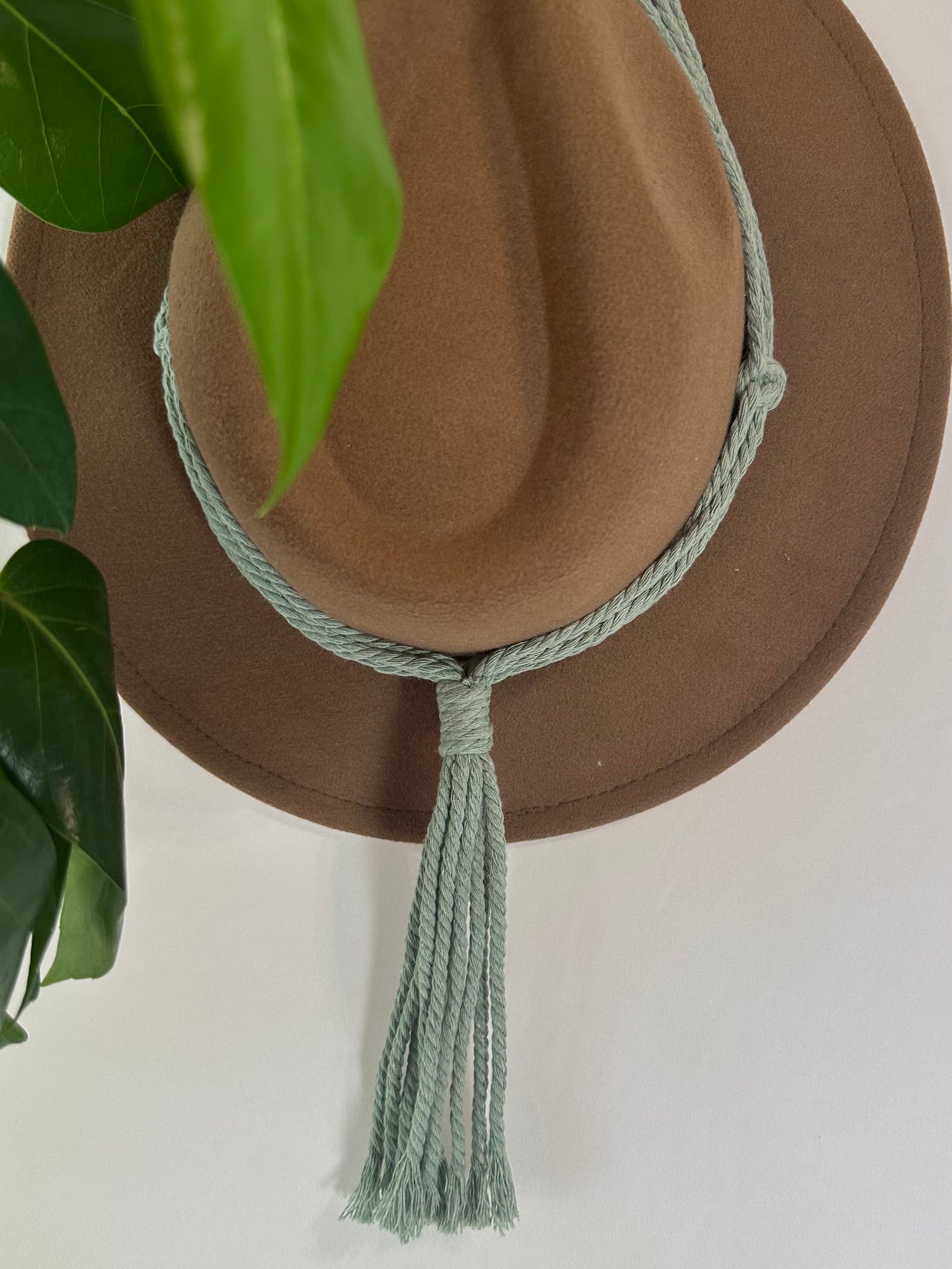 Double 112cm Sage Macrame Hat Holder
