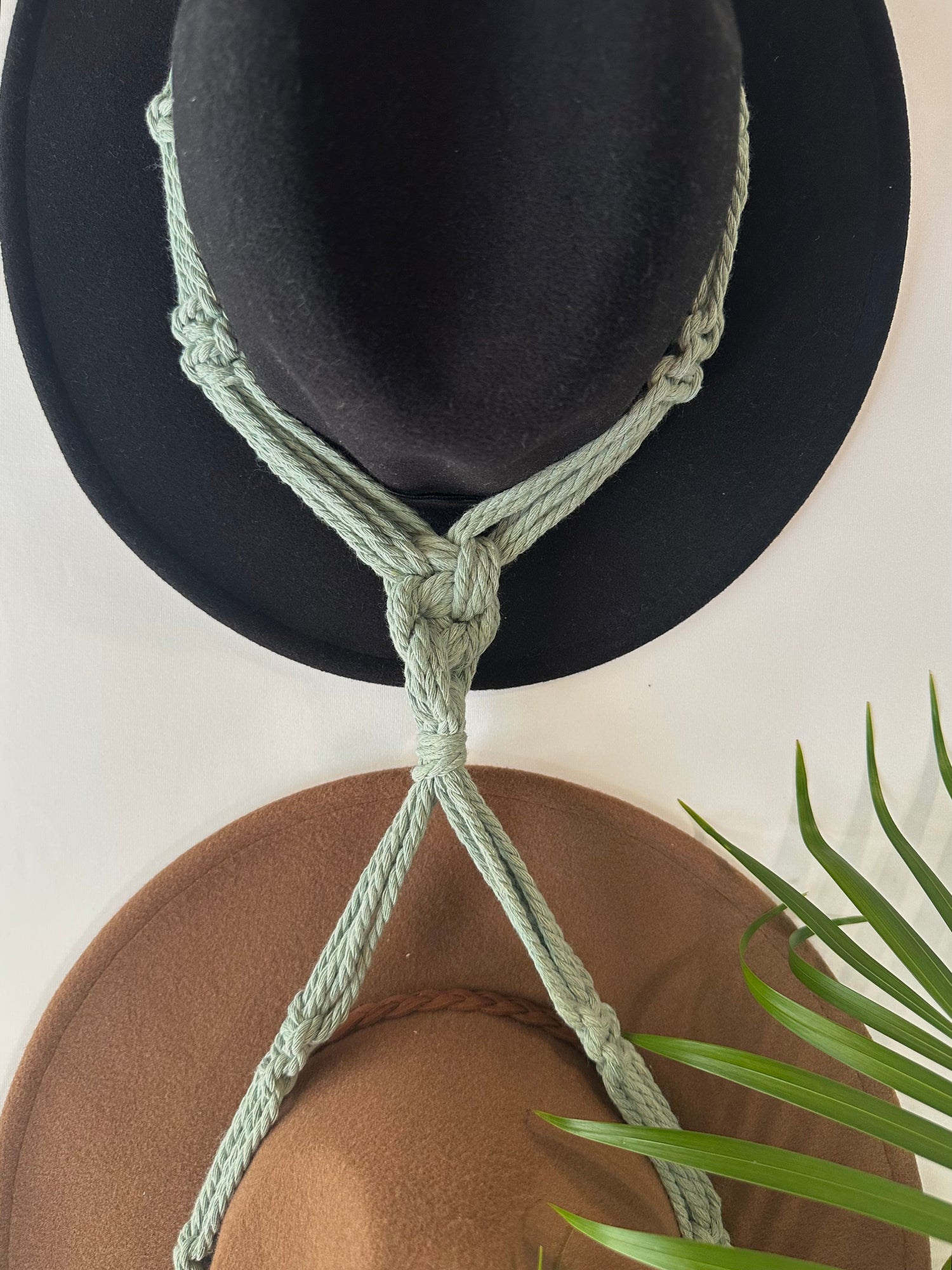Double 132cm Olive Macrame Double Hat Holder