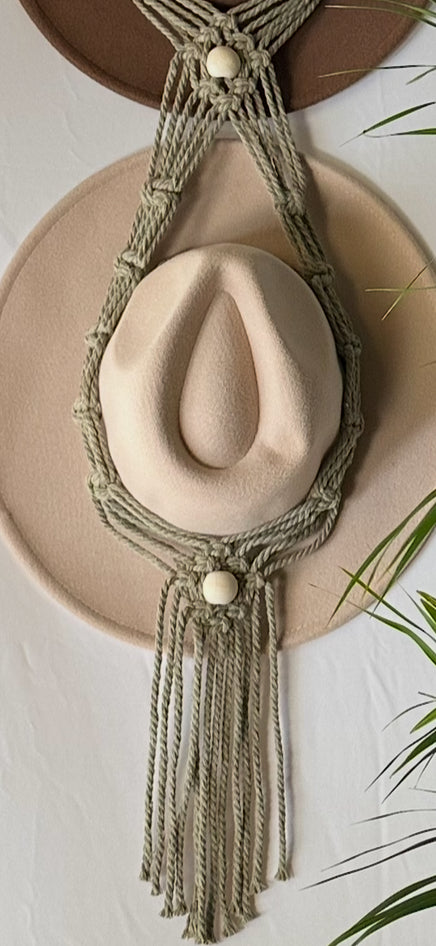 Double 132cm Olive Macrame Hat Holder