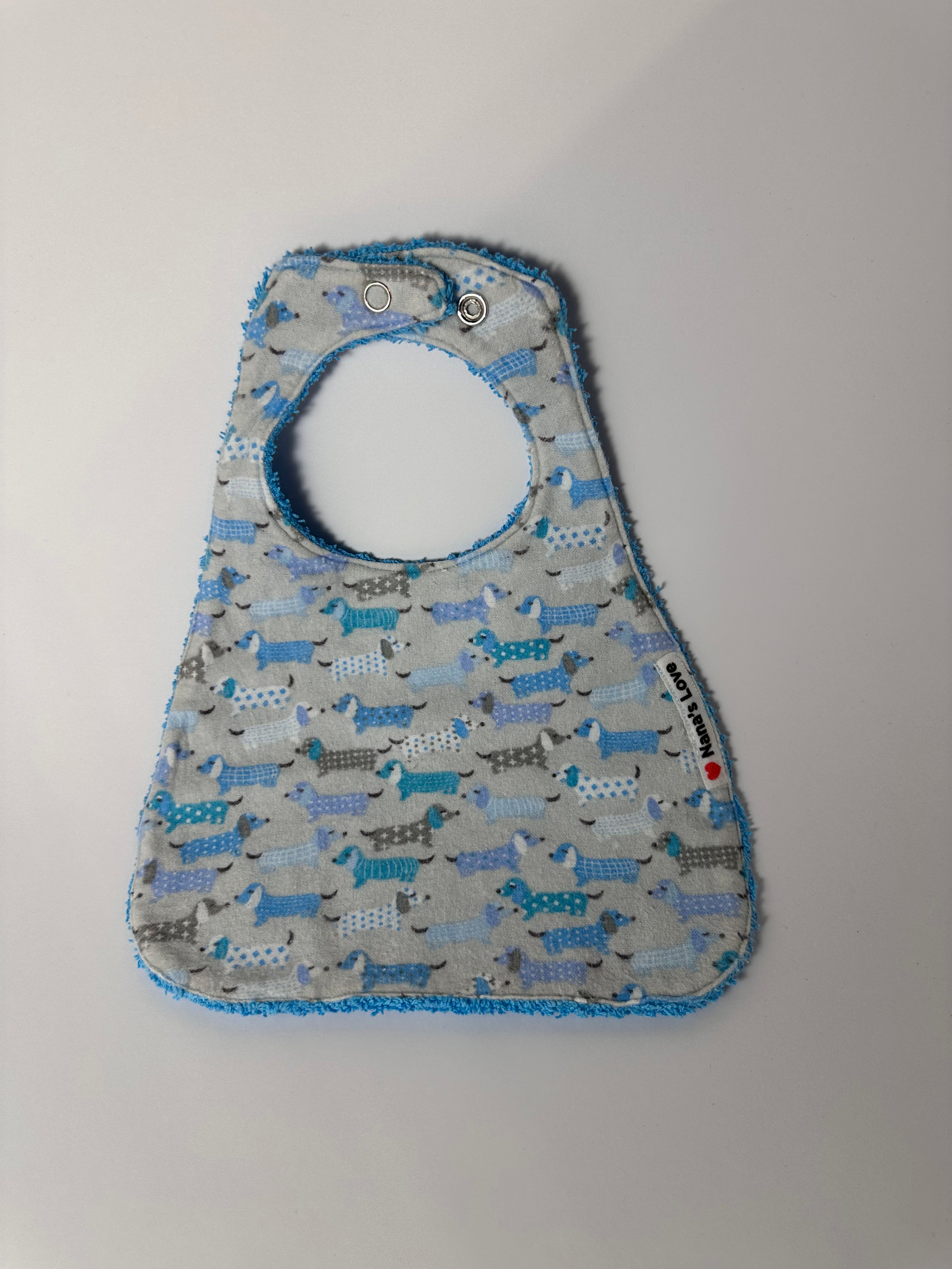 Baby Bib - Dachshund - Blue backing