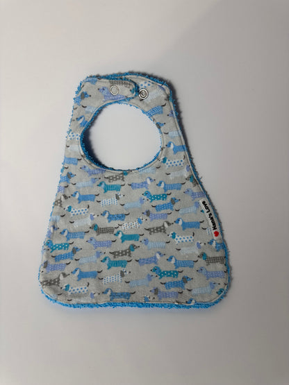 Baby Bib - Dachshund - Blue backing