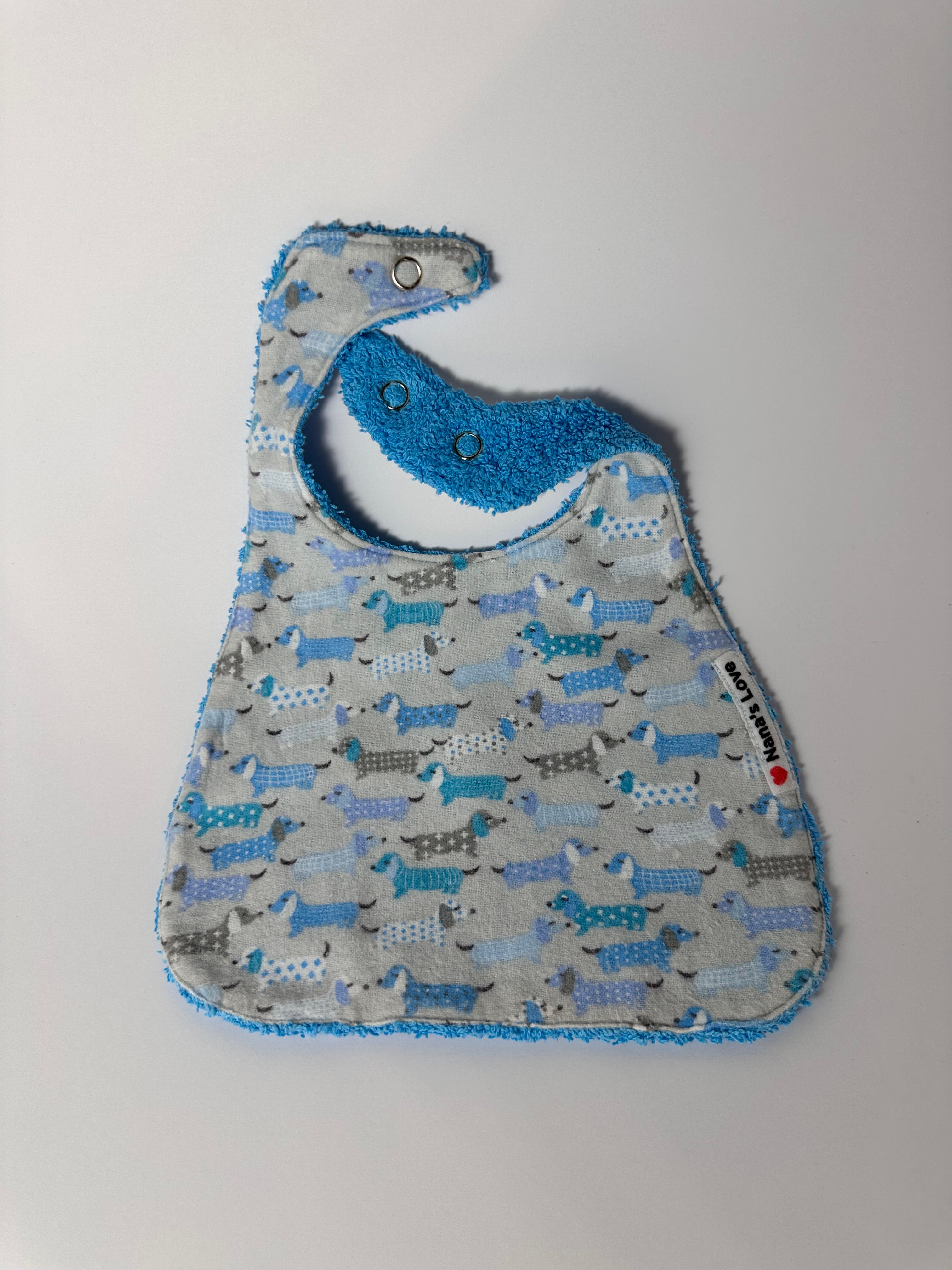 Baby Bib - Dachshund - Blue backing