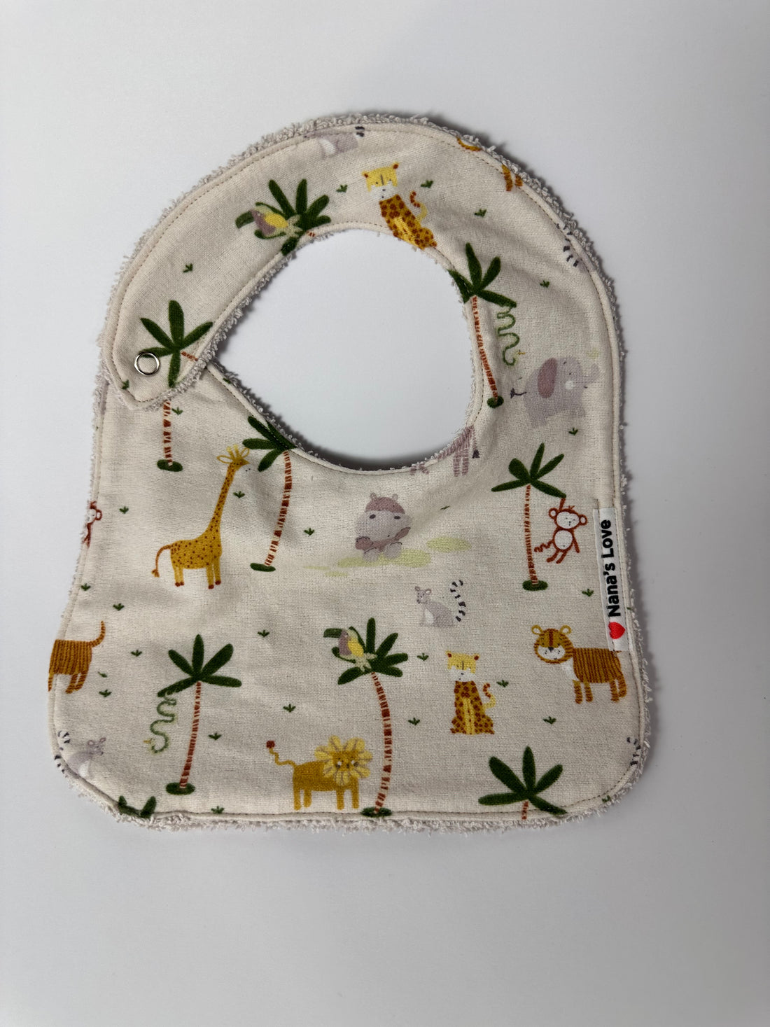Classic Bib - Safari Friends, Tan backing