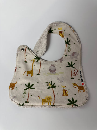 Classic Bib - Safari Friends, Tan backing