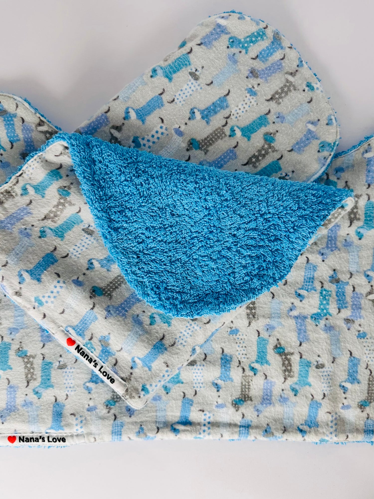 Burp Cloth - Dachshund with Blue backing