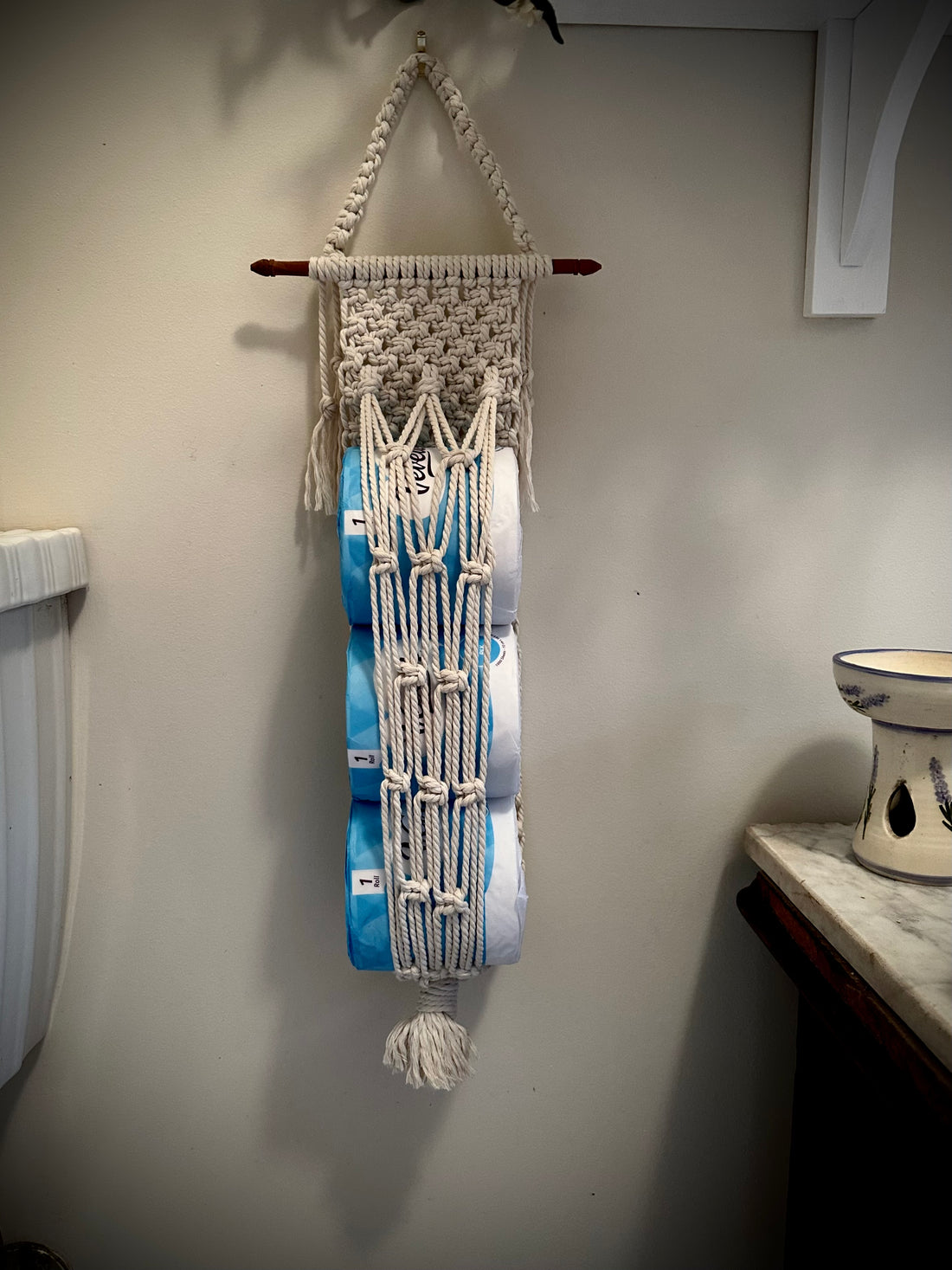 108cm Macrame Toilet Roll Holder