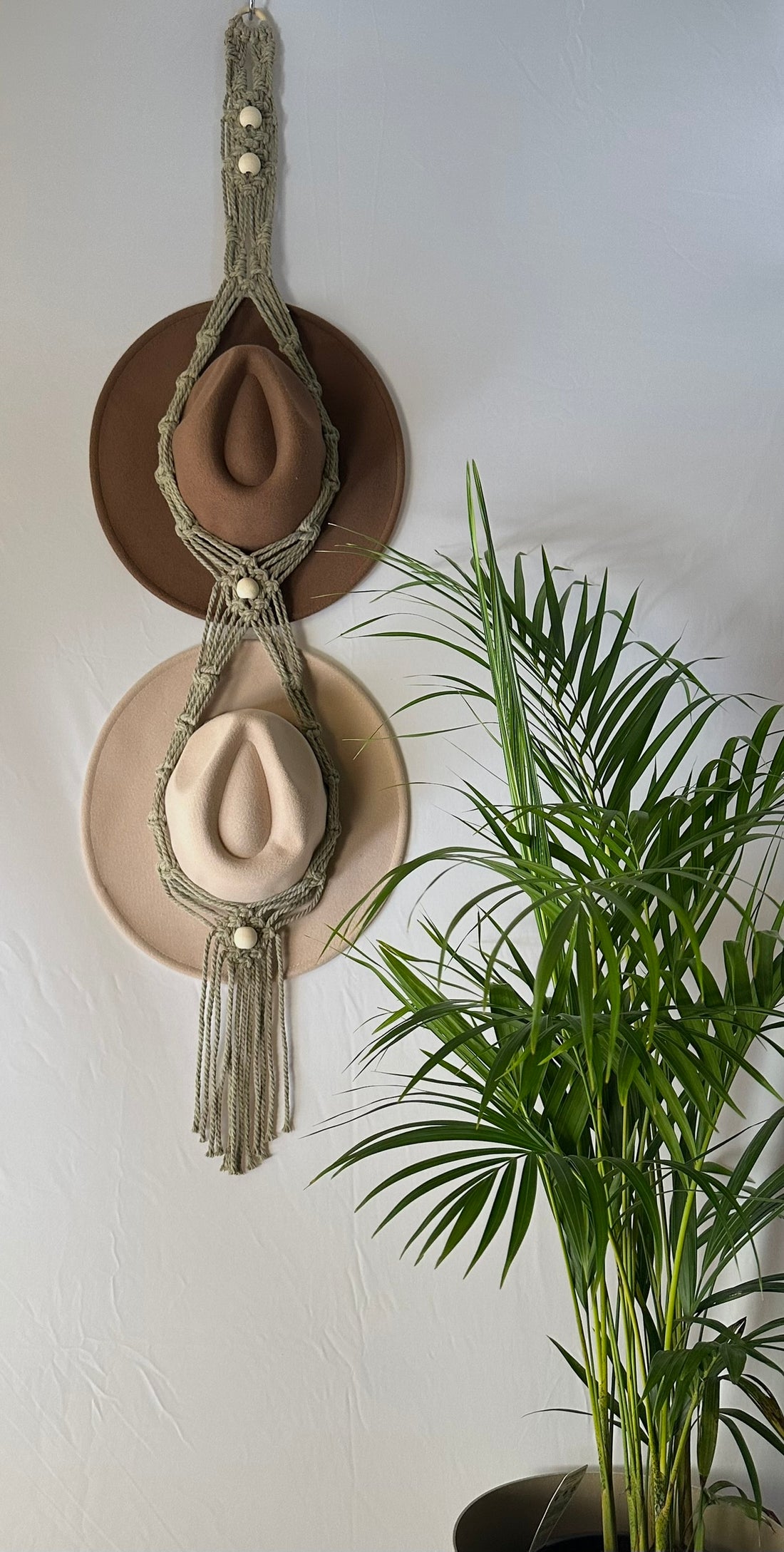 Double 132cm Olive Macrame Hat Holder
