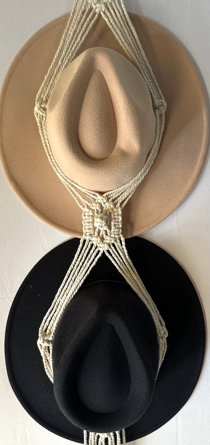 Double 138cm Neutral Macrame Hat Holder