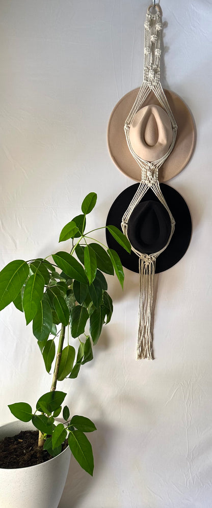 Double 138cm Neutral Macrame Hat Holder