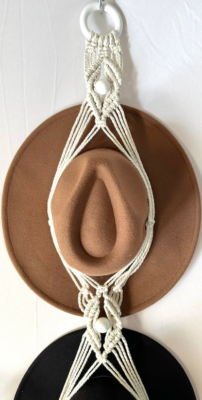 Triple 157cm White Macrame Hat Holder