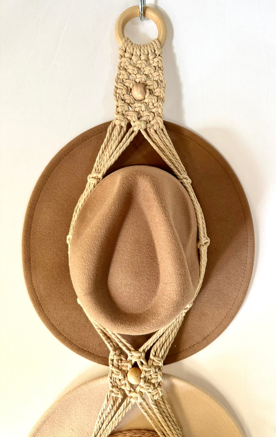 Triple 124cm Beige Macrame Hat Holder