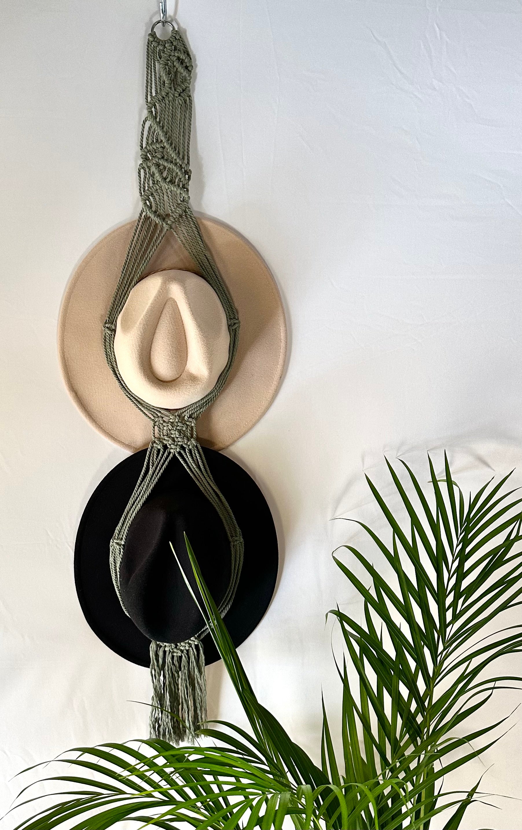 Double 106cm Olive Macrame Hat Holder