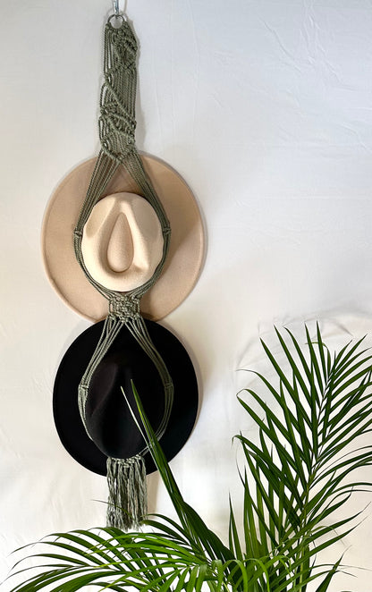Double 106cm Olive Macrame Hat Holder
