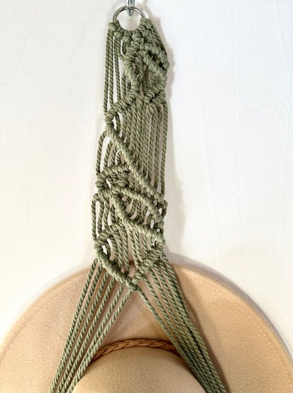 Double 106cm Olive Macrame Hat Holder