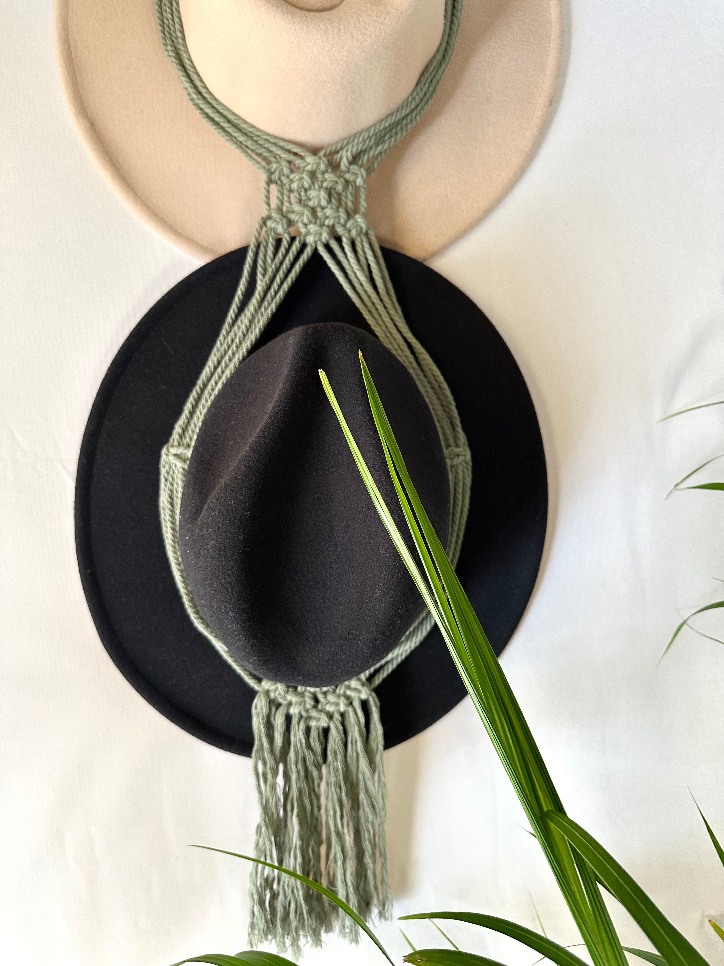 Double 106cm Olive Macrame Hat Holder