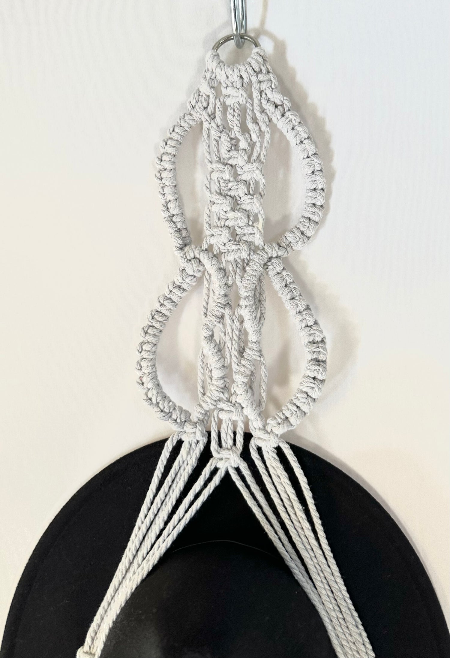 Double 96cm Grey Macrame Hat Holder