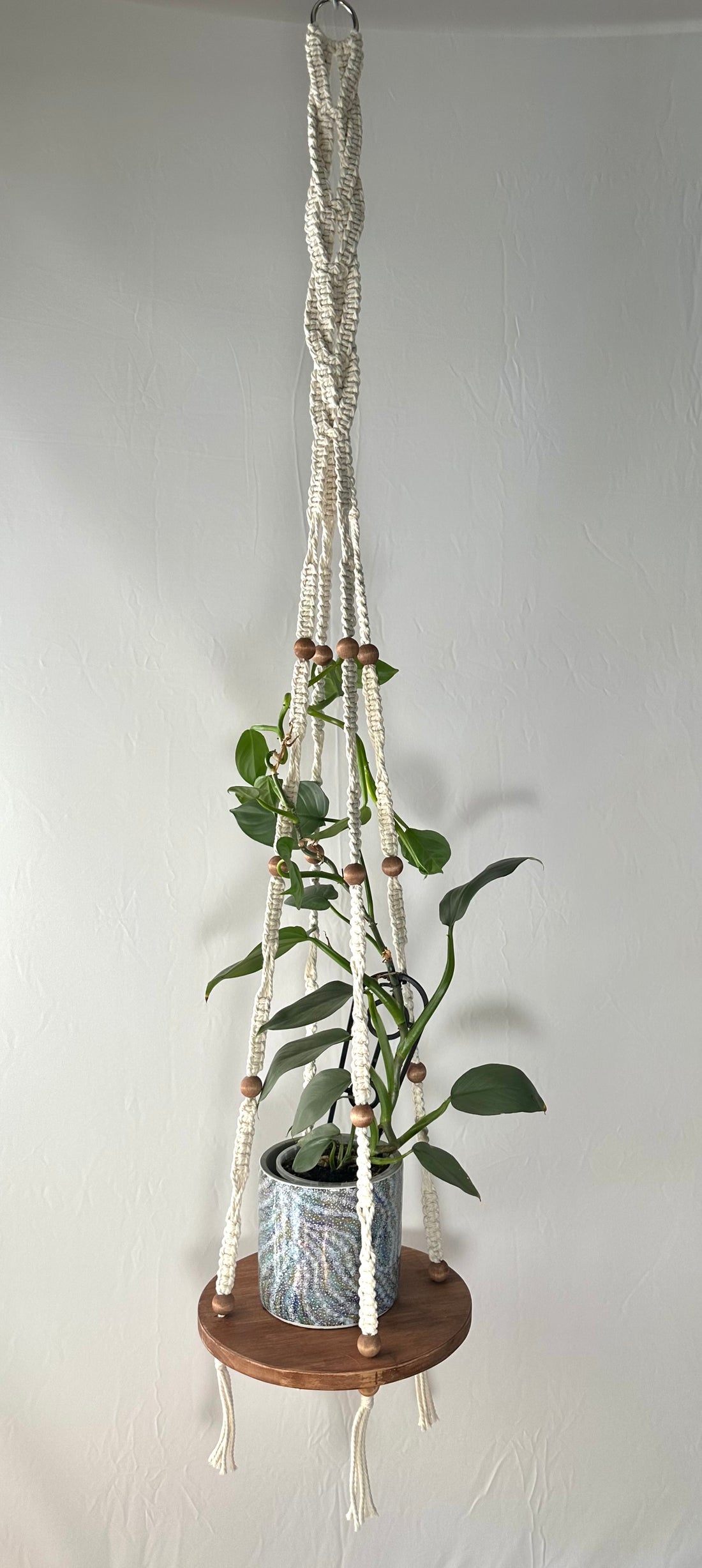 152cm Neutral Macrame Hanger with Timber Base