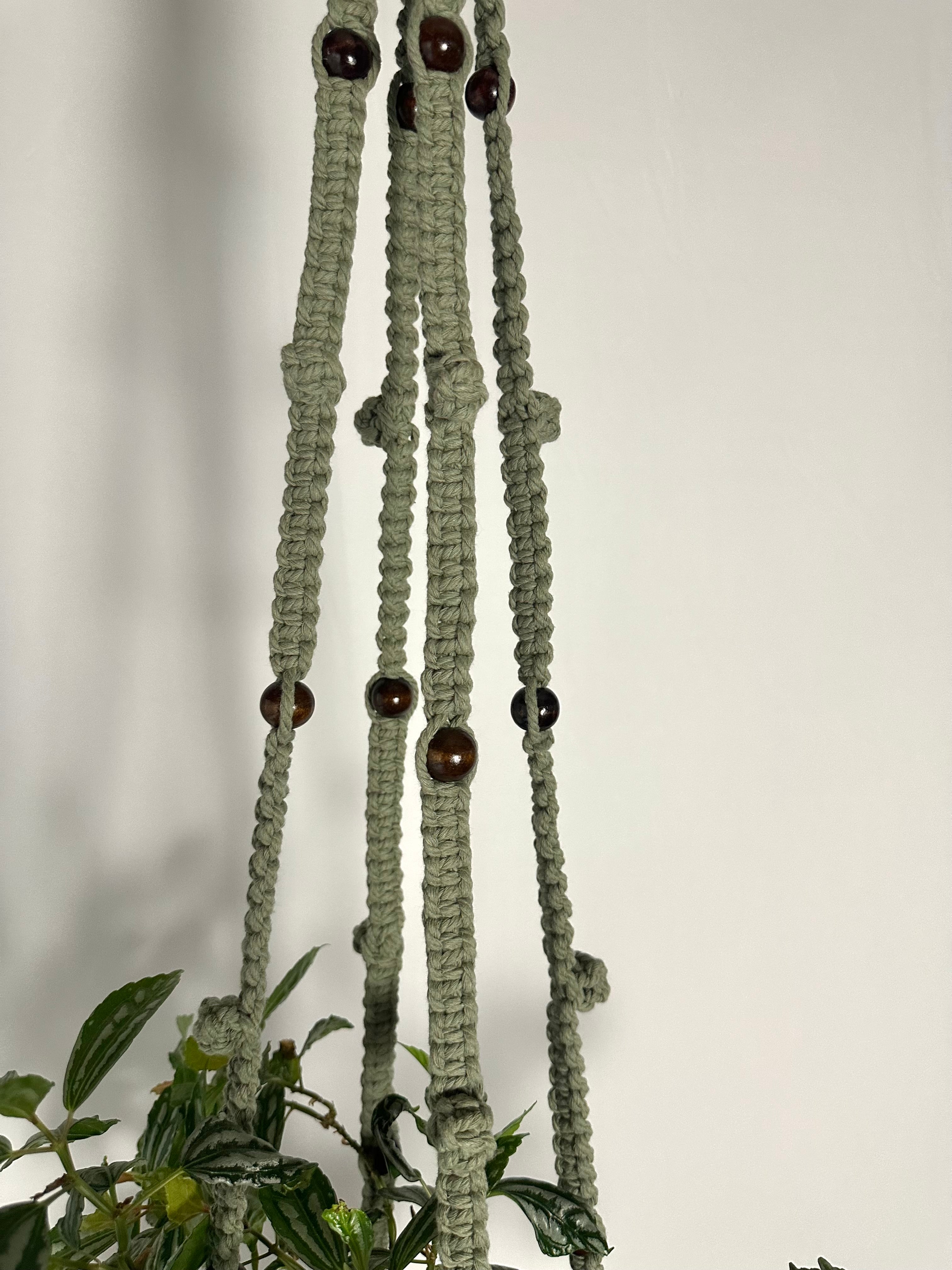 127cm Olive Beaded Macrame Plant Hanger