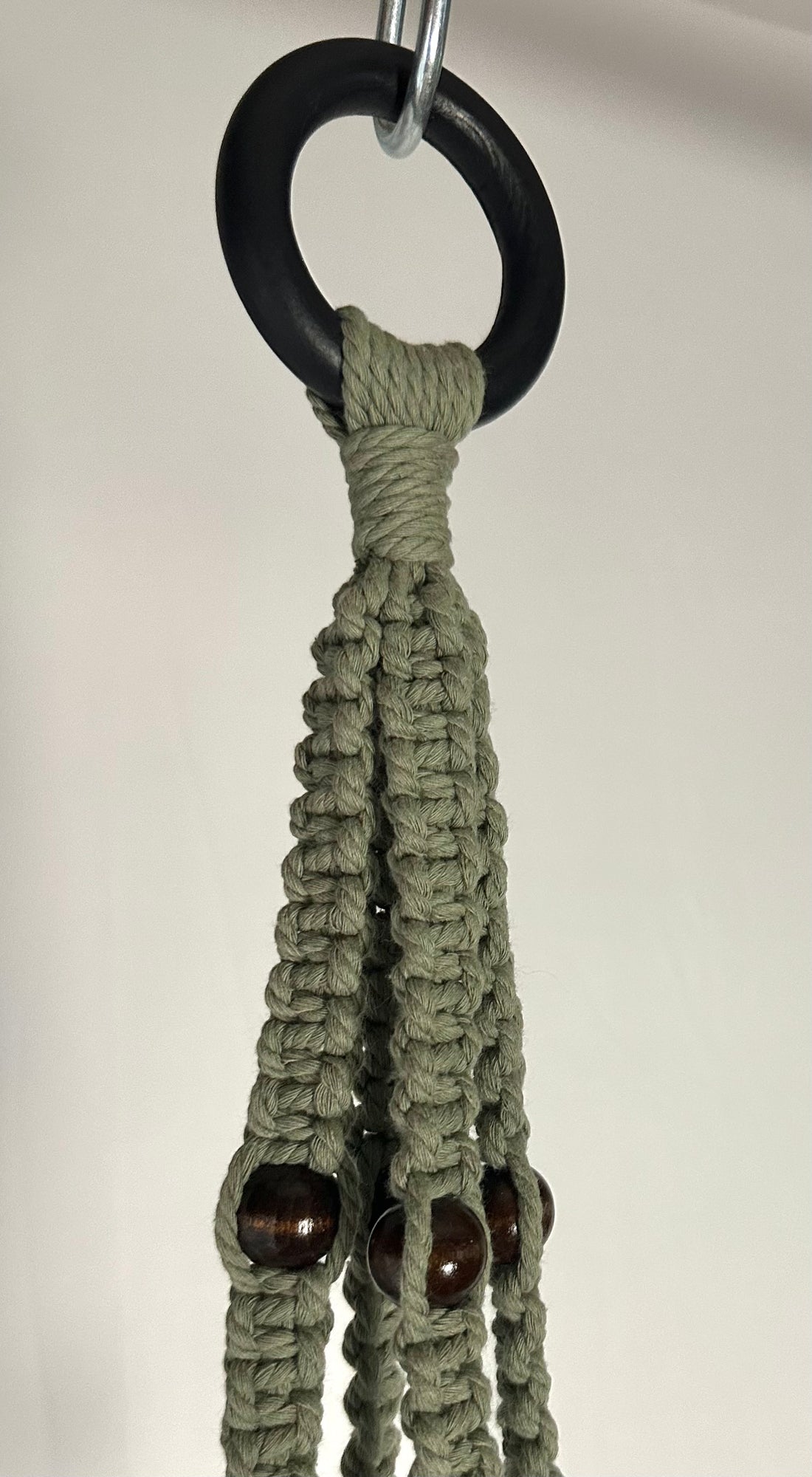 127cm Olive Beaded Macrame Plant Hanger