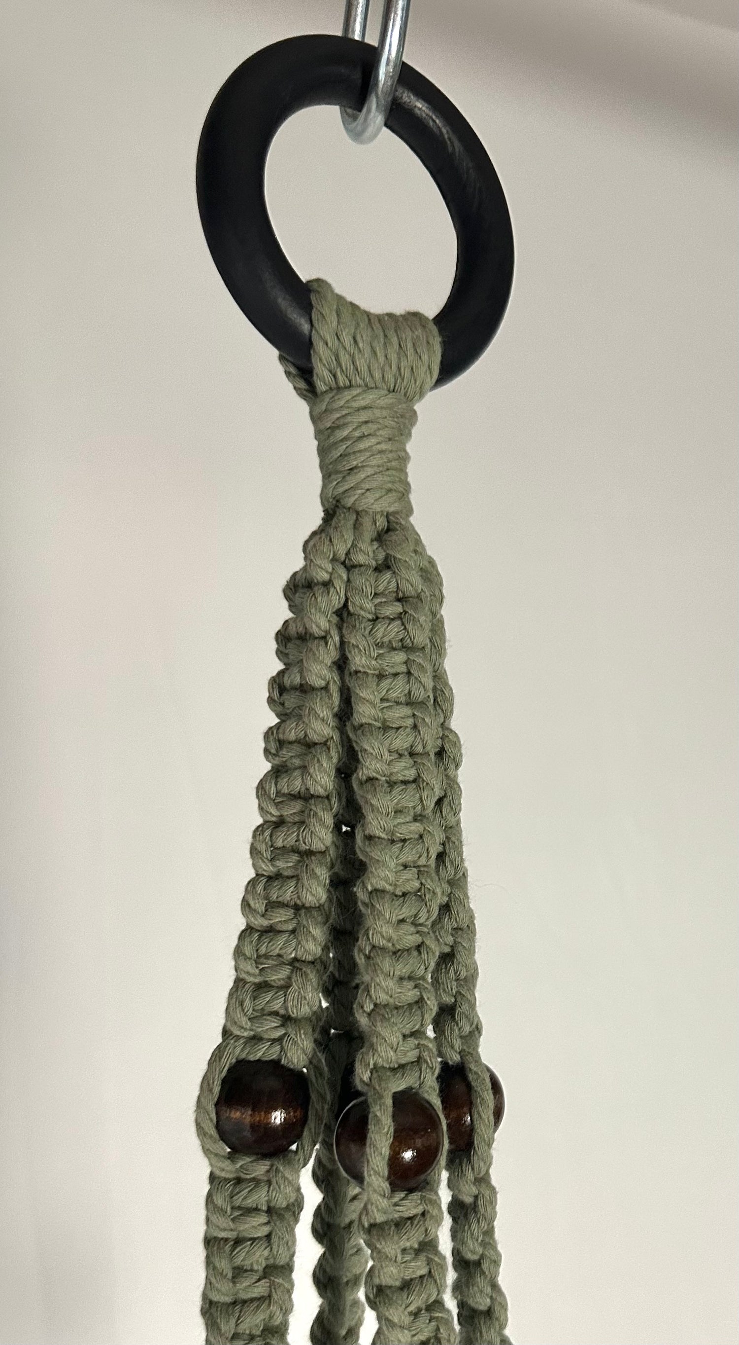 127cm Olive Beaded Macrame Plant Hanger