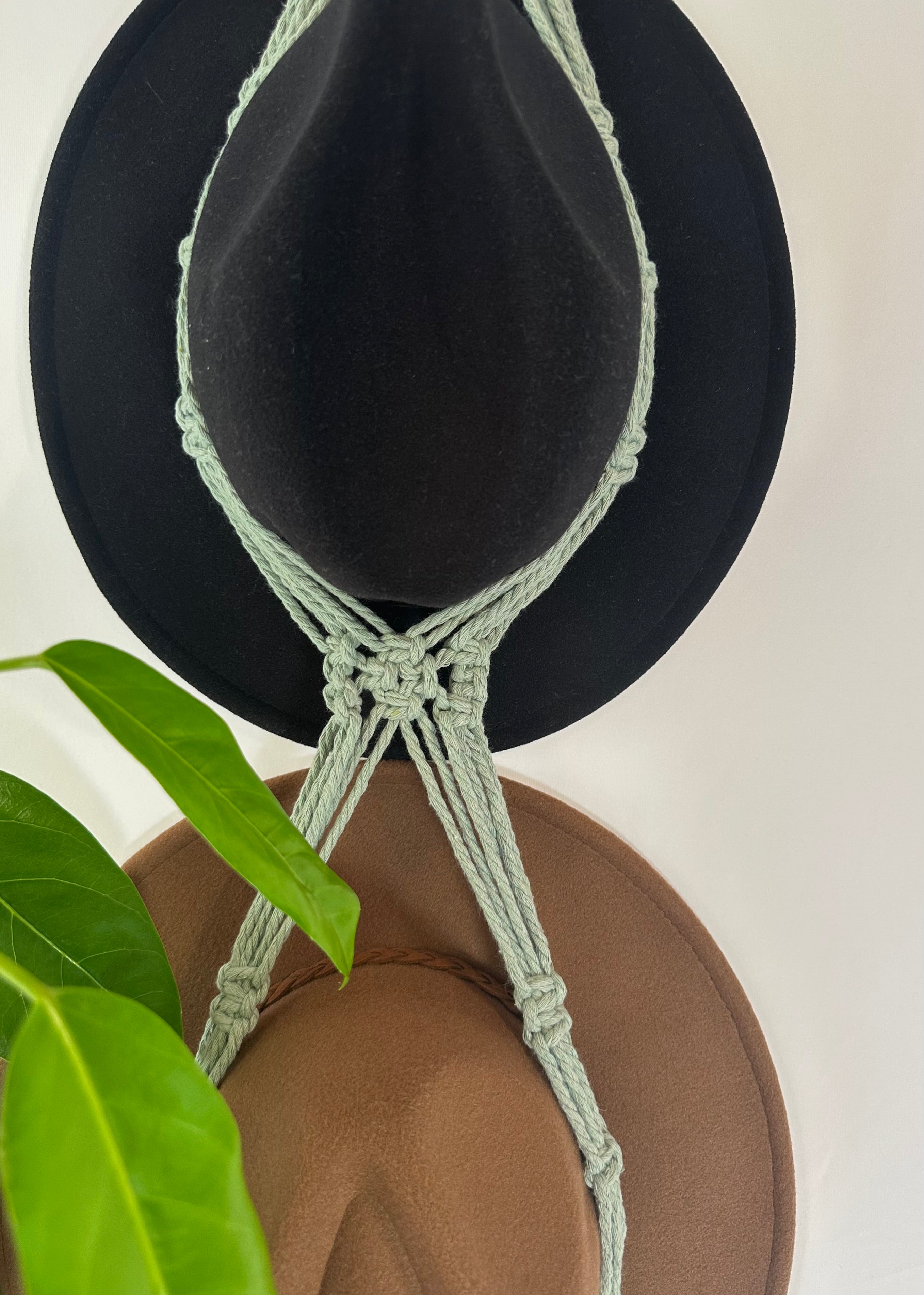 Double 132cm Sage Macrame Hat Holder