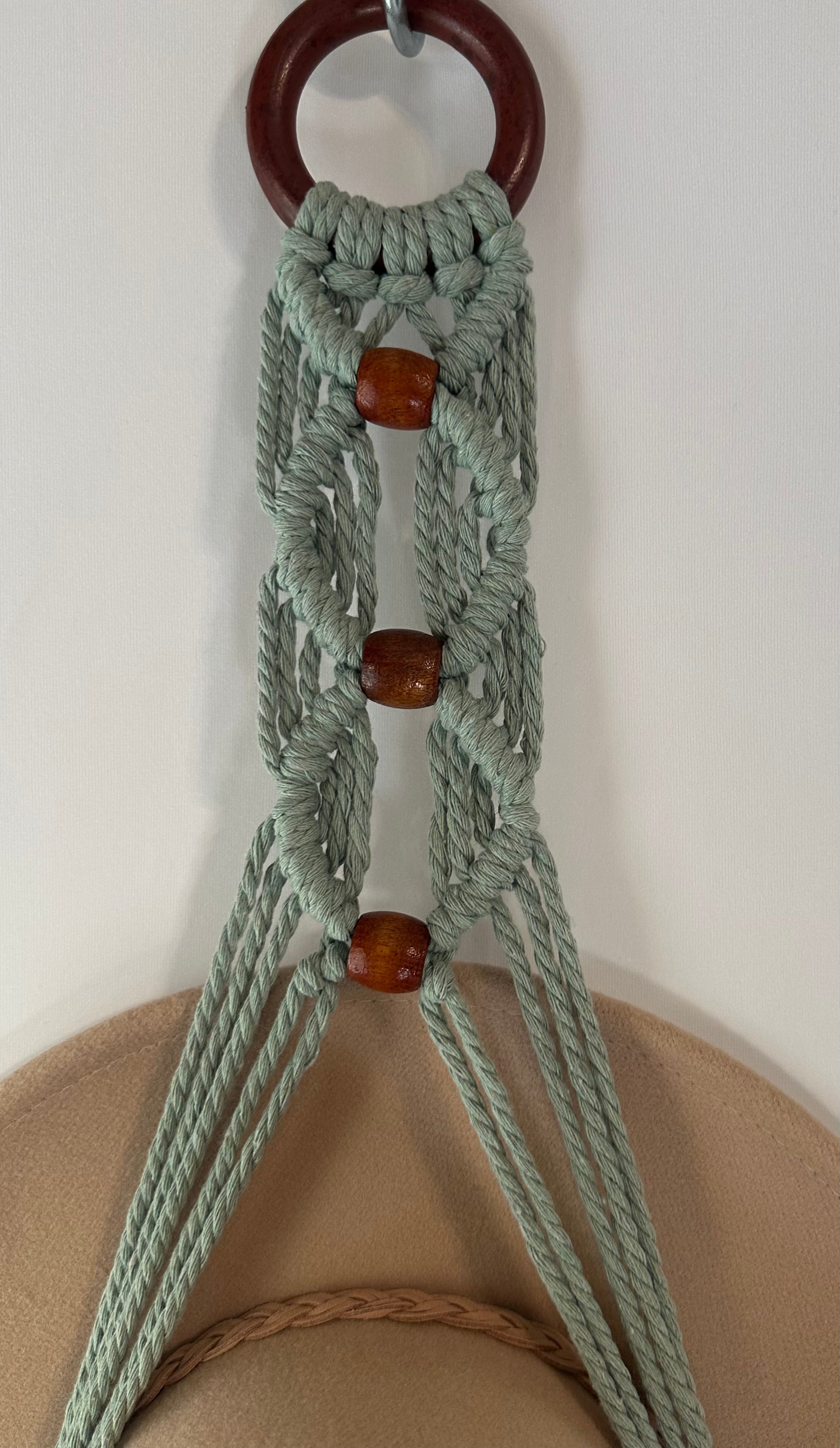 Double 112cm Sage Macrame Hat Holder