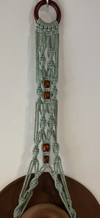 Double 131cm Sage Macrame Hat Holder