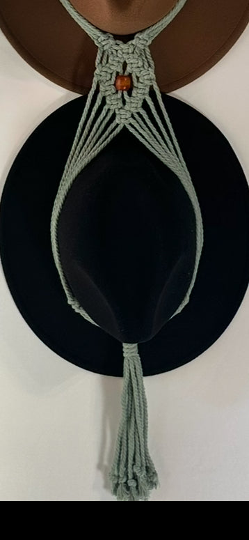 Double 131cm Sage Macrame Hat Holder